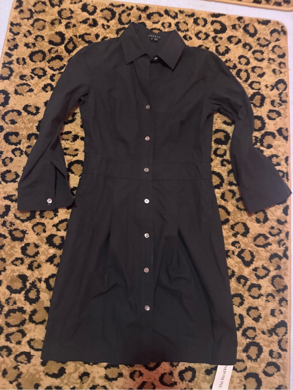 Theory Classic Black Button-Front Shirt Dress
